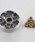 Gy6 Variator Kit With 8.5 Gram Rollers For 50cc And 80cc 139QMB 147QMD Engines, CVT Front Clutch Drive Wheel Assembly shown
