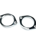 Heavy Duty Exhaust Flange Install Kit For Classic Motorcycle Cruisers Featuring premium sealing bolts shown from above, steel material, chrome finish.