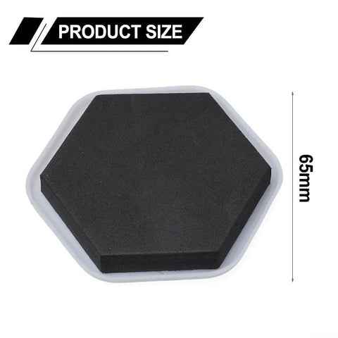 Total Game Changer 20 Pack Heavy Duty Furniture Sliders For Smooth Carpet Moves showing hexagonal 65mm black self-adhesive slider.