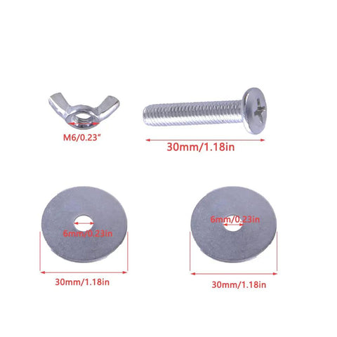 Heavy Duty M6 Carbon Steel Bird Cage Screws Bulkhead Fitting Kit showing M6 screws, washers, and retaining nuts.