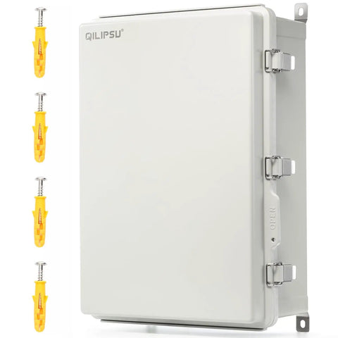 Outdoor Electrical Box Heavy-Duty Weatherproof Junction Enclosure 24.2x16.4x9.1 Inches Waterproof IP66 shown with wall anchors