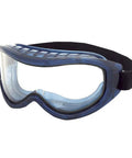 Odyssey II Eye Protection Goggles For Work Anti Fog Scratch Resistant Latex Free Shield with dual panel clear lenses and blue frame.