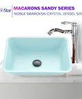 Star Macarons Candy Sandy Series Dope Tempered Glass Vessel Sink In Ice Cream Swirl Under Mount Vanity Bowl With Pop Up Drain