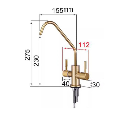 YHdtUO Filter Brushed Gold Water Purifier Double Outlet Single Cooling Stainless Steel Kitchen Faucet dimensions and design.