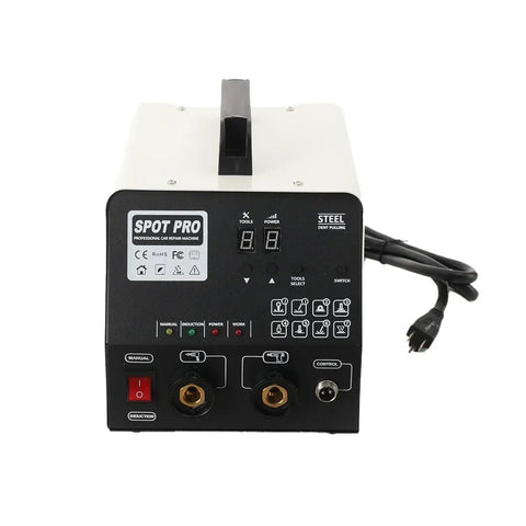 Front view of Spot Welder Dent Repair Kit For Auto Body 110V 3800A High Power Weld Tool with control panel and power cord