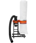 Pro Grade Portable Dust Collector With 716 CFM Vortex Cyclone System, 1.5 HP Motor, 47 Gallon Bag, mobile base, white filter bag, black frame