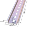 Two Pack DIN Rail Slotted Steel Mounting Guide Kit, 400mm Length By 35mm Width By 6.5mm, 0.8mm Thick, Silver Tone