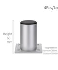 Single leg from Aluminum Adjustable Furniture Legs 4 Pack, Heavy Duty TV Stand Cabinet Feet, 6 cm height, with mounting base
