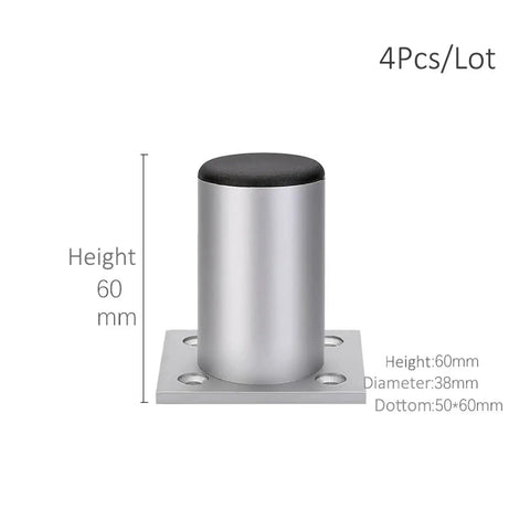 Single leg from Aluminum Adjustable Furniture Legs 4 Pack, Heavy Duty TV Stand Cabinet Feet, 6 cm height, with mounting base