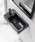 18 Inch Corner Bathroom Sink With Matte Black Faucet Ultra Space Saver Wall Mount Vessel Sink For Tight Nooks