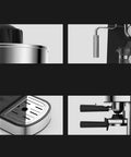 Bean To Cup Coffee Machine With Reusable Filter And Semi Automatic Steam Espresso Maker For Home Use, backlit panel details.