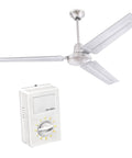 56 Inch Three Blade Indoor Ceiling Fan With Brushed Nickel Steel Blades For Industrial Commercial And Residential Spaces Delivers Beast Airflow And Quiet Performance For Garage Or Shop