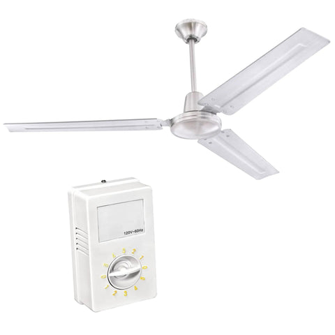 56 Inch Three Blade Indoor Ceiling Fan With Brushed Nickel Steel Blades For Industrial Commercial And Residential Spaces Delivers Beast Airflow And Quiet Performance For Garage Or Shop