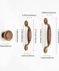 Vintage Walnut Wood Cabinet Handles Set With Zinc Alloy Drawer Pulls In Antique Metal Finish For Kitchen Cupboard And Closet Doors