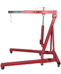 Heavy Duty 2 Ton 4000 Lbs Engine Hoist Cherry Picker with telescopic boom, steel frame, and hydraulic tilt for shop use.
