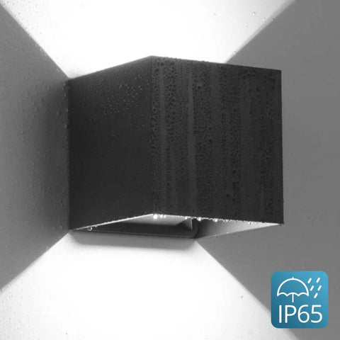 Tweakable 20W Black Square LED Outdoor Wall Sconces with Adjustable Up Down Lighting 6500K Bright Cool White IP65 Waterproof