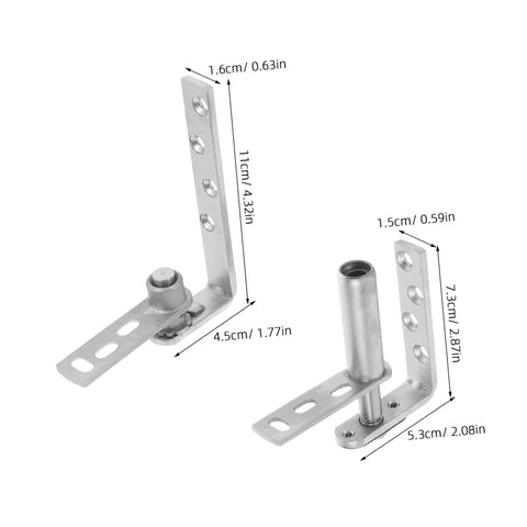 Hidden Door Bookcase Hinge With Self Closing Mechanism And Rotating Screen Pivot in stainless steel, dimensions shown