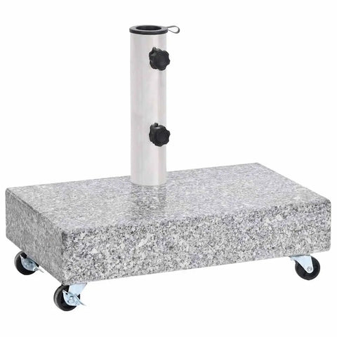 Heavy Duty Granite Umbrella Base With Wheels For Outdoor Patio No Hassle Move 55.1 Lb Stand, easy roll wheels, sturdy granite base.