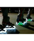 Skaters using Dope Light Up Inline Skate Wheels 4 Pack in 62mm 64mm 68mm 70mm 72mm 76mm 80mm Sizes Glowing 90A High Rebound PU with ABEC 9 Bearings