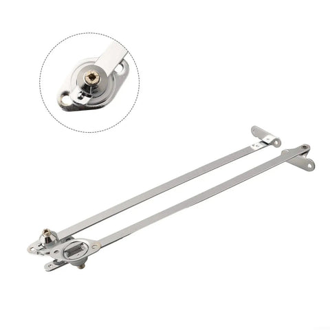 Nickel Plated Cabinet Lid Support Hinges 12 Inch 2 Pack With Thickened Connectors for doors and cupboards, iron and zinc alloy shown