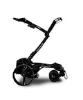 All Terrain Electric Golf Cart With Remote Control, Motorized Push Caddy built smooth, foldable black frame with large wheels.