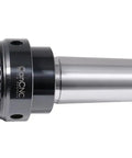 Side view of Keyless Drill Chuck MT4 With Integrated Shank And Titanium Jaws For CNC Lathe And Drill Press One Sixteenth To Five Eighths Inch Capacity