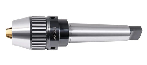Side view of Keyless Drill Chuck MT4 With Integrated Shank And Titanium Jaws For CNC Lathe And Drill Press One Sixteenth To Five Eighths Inch Capacity