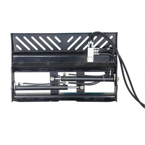 Rock Solid Hydraulic Adjustable Sliding Forks Designed For Your Skid Steer Loader, showing hydraulic mechanism and sturdy frame.