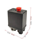 Four Port Air Compressor Pressure Switch Control Valve For Auto Regulation 90 To 120 PSI 110 To 240V with red on-off knob