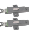 Two grey Cabinet Door Push Latch with Self Locking Mechanism Durable ABS for cupboards, wardrobes, and bookcases.