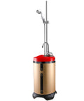 Premium Portable Electric Water Heater Grab And Go Mobile Shower System with stainless steel body and shower head.