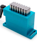 67 Pin CNC High-Precision Flexible Fixture Clamps For 30x79mm Workholding, anodized aluminum base with blue finish, side view