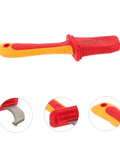Heavy Duty Wire Stripper With Thick Insulated Handles Top Shelf Electrical Wire Cutter And Precision Stripping Tool Universal Pro Powerhouse For Tradesmen, red and yellow ergonomic handle.