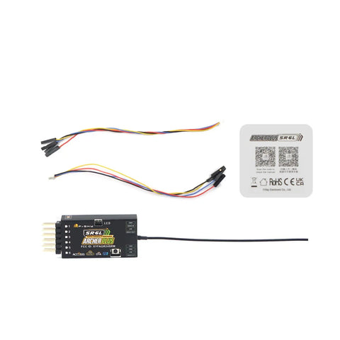 Archer Plus 6 SR6 Lite 2.4GHz Receiver For RC Airplanes And Drones With Anti RF Interference, wiring and label shown