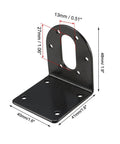 37mm DC motor bracket kit for robotics projects, with 46x42x40mm dimensions and 3.5mm mounting holes, black metal for secure motor mounting.