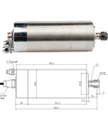 Heavy Duty 800W Water Cooled CNC Spindle Motor Straight Shot Performance For Router Milling with ER11B chuck and four-pin socket.