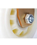 Close-up of Heavy Duty Nylon Trolley Caster Wheels For Furniture With 360 Degree Swivel Rollers and Optional Brake.