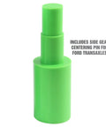 Close-up of a green stepped plug from the 5 Piece Transmission And Transaxle Plug Set With Leak Proof Stepped Design For Universal Fit