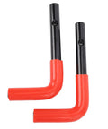 Beefy Replacement Lock Pin Kit For Snow Plow Stand Western HTS Midweight, Heavy Duty Pins With Spring Clips, Includes 2 Handle Lock Pins, 2 Hairpin Clips, Keeps Your Plow Solid And Ready For Winter. 2 red-and-black metal handle lock pins