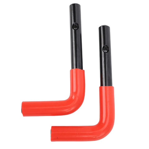 Beefy Replacement Lock Pin Kit For Snow Plow Stand Western HTS Midweight, Heavy Duty Pins With Spring Clips, Includes 2 Handle Lock Pins, 2 Hairpin Clips, Keeps Your Plow Solid And Ready For Winter. 2 red-and-black metal handle lock pins