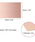 70x50mm FR4 1mm copper PCB board, double-sided, for DIY prototyping in 14 pack, project dimensions visible