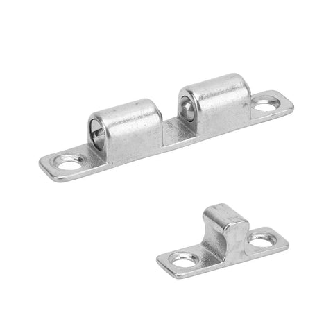 Heavy Duty 316 Stainless Steel Door Catch With Wall Protection For Boat Cabinet And Rv Motorhome Cupboards, polished hardware close-up.