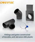 Super Handy Two And A Half Inch Dust Collection Fittings Kit with ABS plastic elbow, Y-fittings, blast gate, and hose clamp