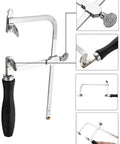 Adjustable Jeweler's Saw Frame Kit With 144 Blades Pro Grade 3 In 1 Jewelry Making Set shown with detailed components.
