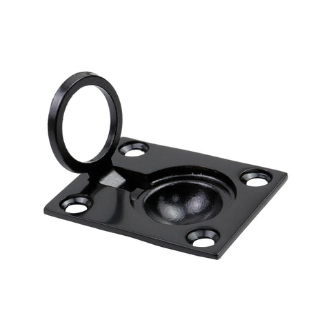 Flush Ring Pull Stainless Steel Boat Hatch Latch And Cabinet Flush Mount Lifting Ring Pull Handle Black on white background