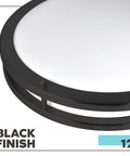 12 Inch LED Flush Mount Ceiling Light With 5 Color Temperature Options 2700K 3000K 3500K 4000K 5000K Dimmable black finish
