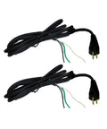 Heavy Duty Replacement Power Cord 2 Pack Fits Porter Cable 839549 Black And Decker 690LRP with black cables and connectors.