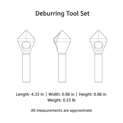 Diagram of 4 Piece Pro Grade High Speed Steel Deburring Tool Kit For Metal Holes And Sheet Metal Edges Chamfer Cutter Set