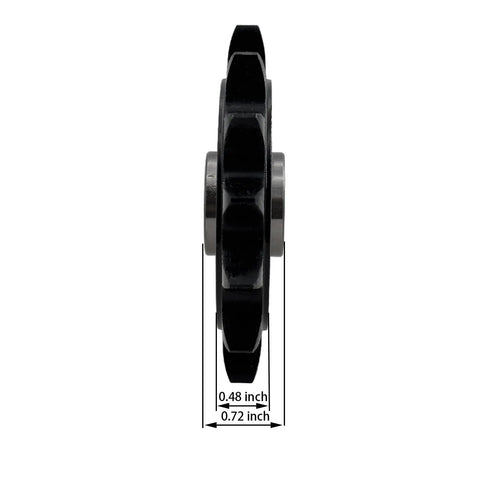 Side view of ANSI 50 Roller Chain Idler Sprocket Type C With Bearing, dimensions 0.48 inch width, 15 teeth, hardened 1045 steel
