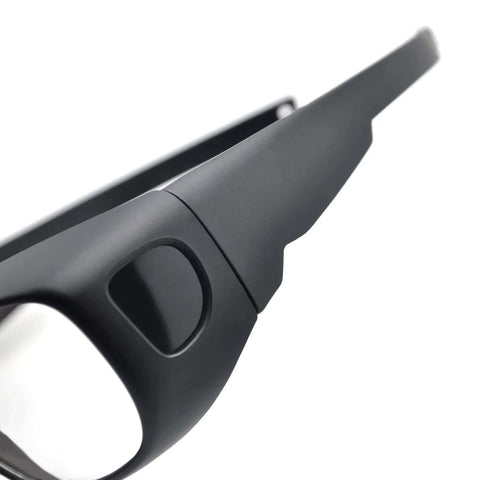Carlany CO2 laser eye protection glasses, black plastic frame, side view